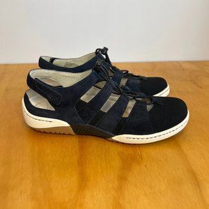 Dansko Sandal Riona Flat Suede Sporty Navy Blue Women's Size 38 US 7.5-8